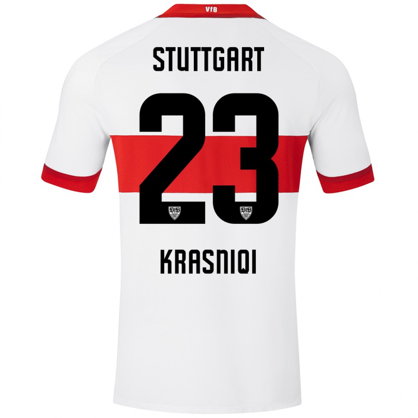 Heren Elton Krasniqi #23 Wit Rood Thuisshirt Thuistenue 2024/25 T-Shirt België