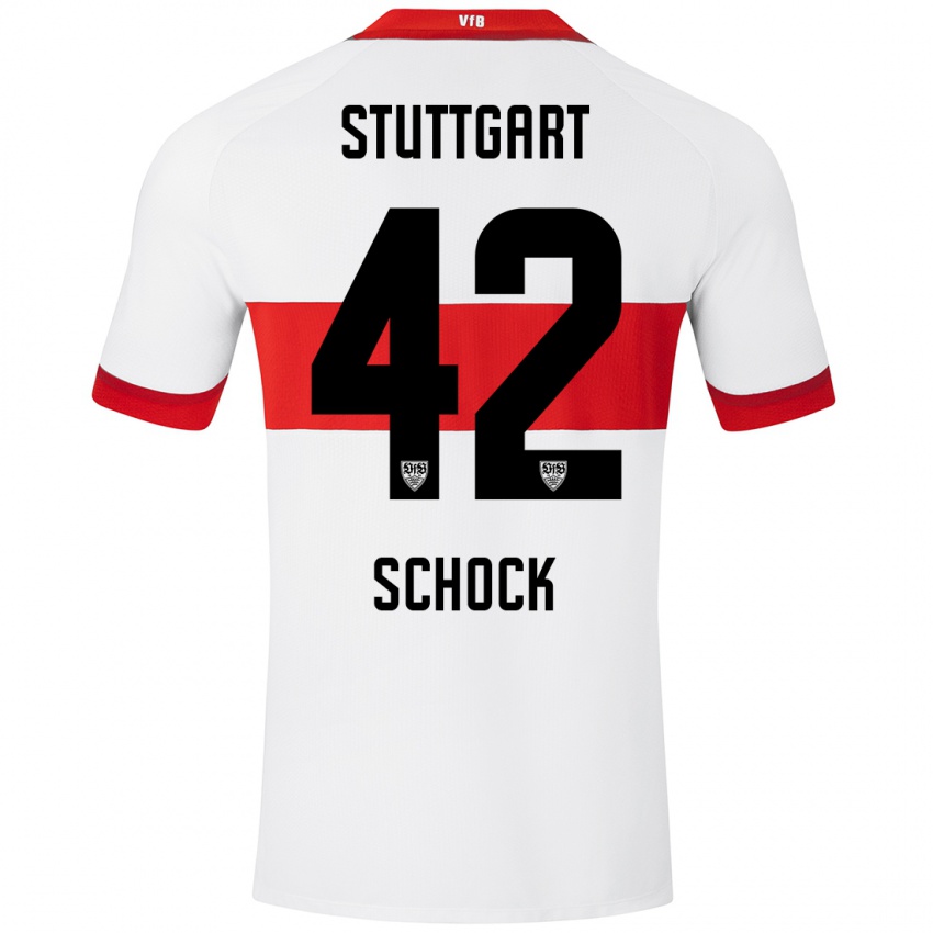 Heren Florian Schock #42 Wit Rood Thuisshirt Thuistenue 2024/25 T-Shirt België