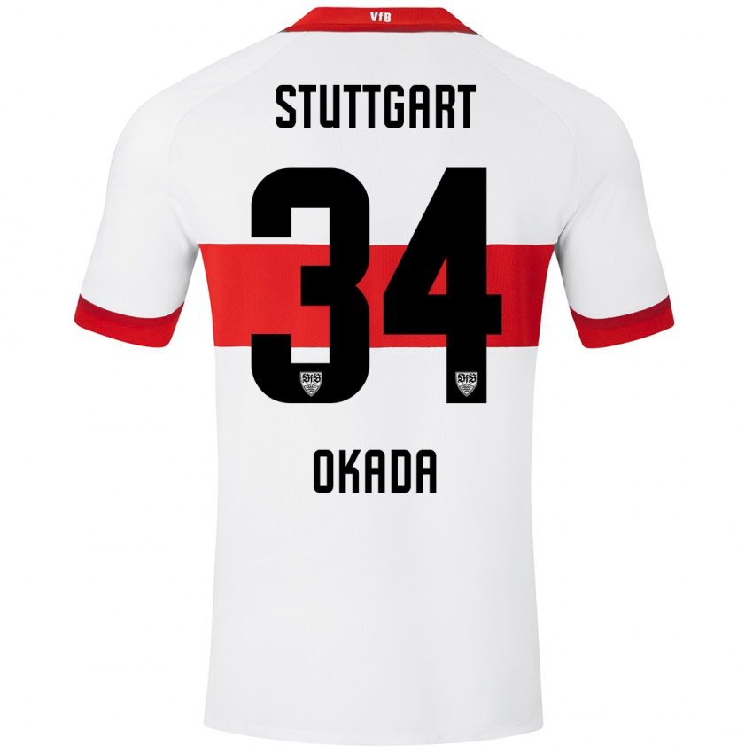 Heren Rei Okada #34 Wit Rood Thuisshirt Thuistenue 2024/25 T-Shirt België