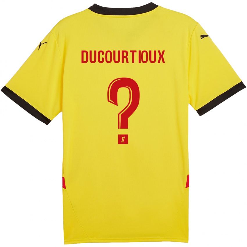 Homme Maillot Ilan Ducourtioux #0 Jaune Rouge Tenues Domicile 2024/25 T-Shirt Belgique