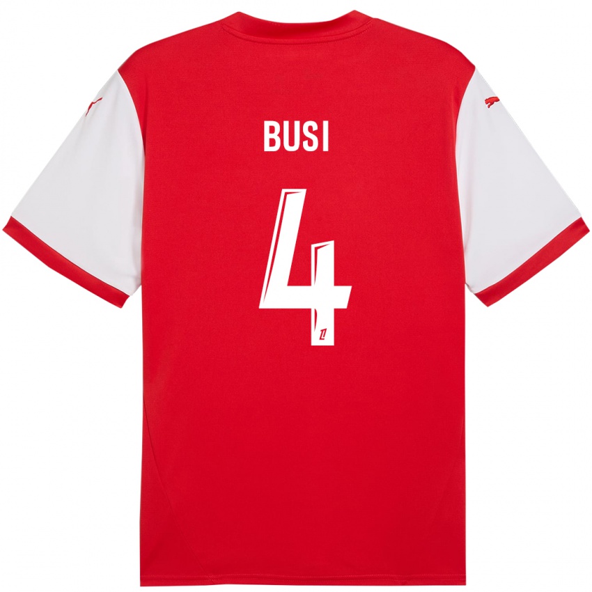 Heren Maxime Busi #4 Rood Wit Thuisshirt Thuistenue 2024/25 T-Shirt België