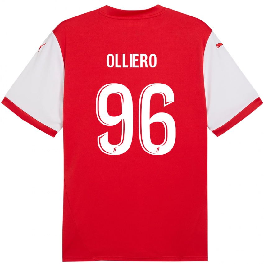 Heren Alexandre Olliero #96 Rood Wit Thuisshirt Thuistenue 2024/25 T-Shirt België