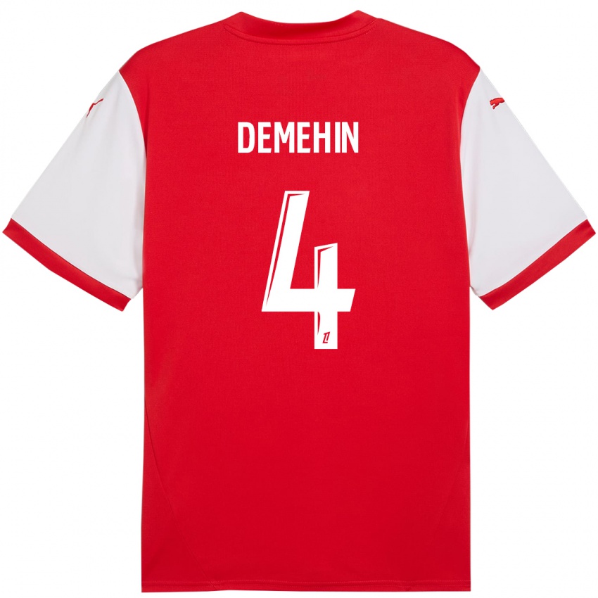 Heren Blessing Demehin #4 Rood Wit Thuisshirt Thuistenue 2024/25 T-Shirt België