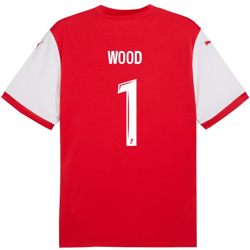 Heren Mackenzie Wood #1 Rood Wit Thuisshirt Thuistenue 2024/25 T-Shirt België