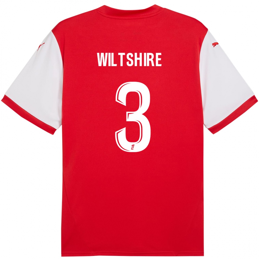 Heren Tiernny Wiltshire #3 Rood Wit Thuisshirt Thuistenue 2024/25 T-Shirt België