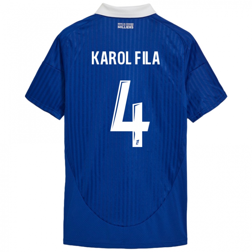 Homme Maillot Karol Fila #4 Bleu Blanc Tenues Domicile 2024/25 T-Shirt Belgique