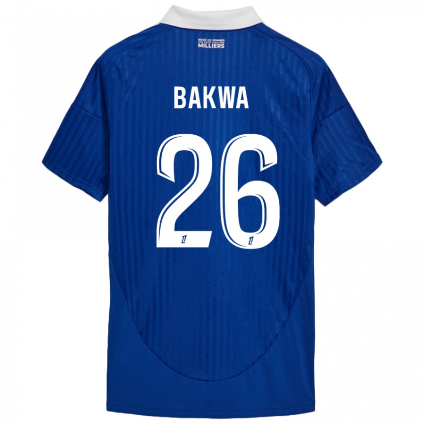 Homme Maillot Dilane Bakwa #26 Bleu Blanc Tenues Domicile 2024/25 T-Shirt Belgique