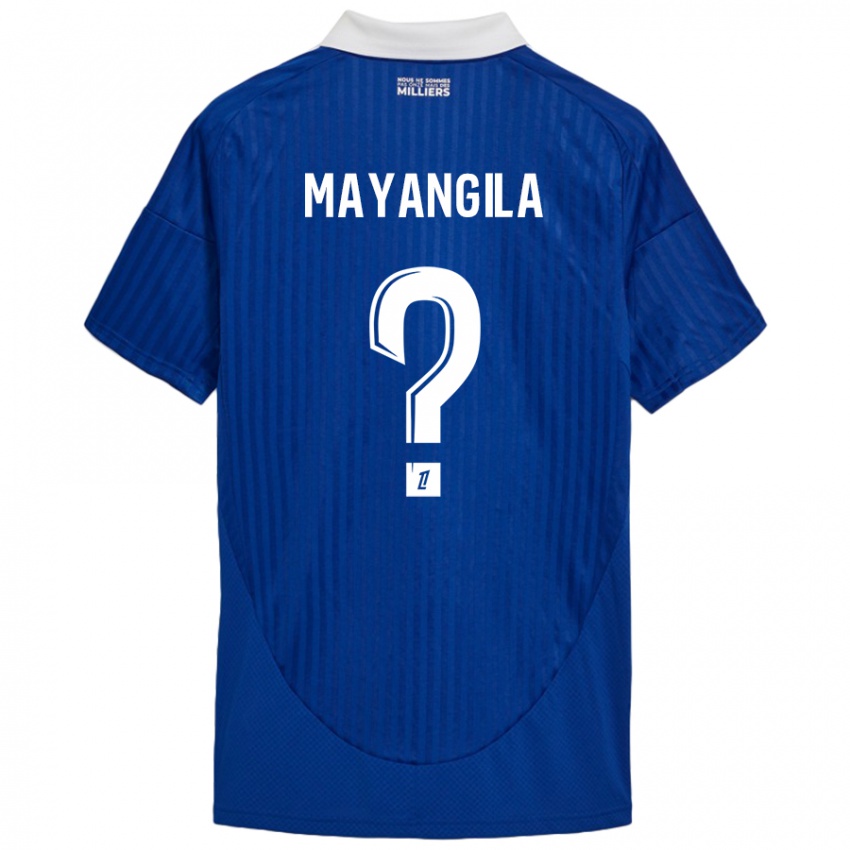 Homme Maillot Ryan Tutu Mayangila #0 Bleu Blanc Tenues Domicile 2024/25 T-Shirt Belgique