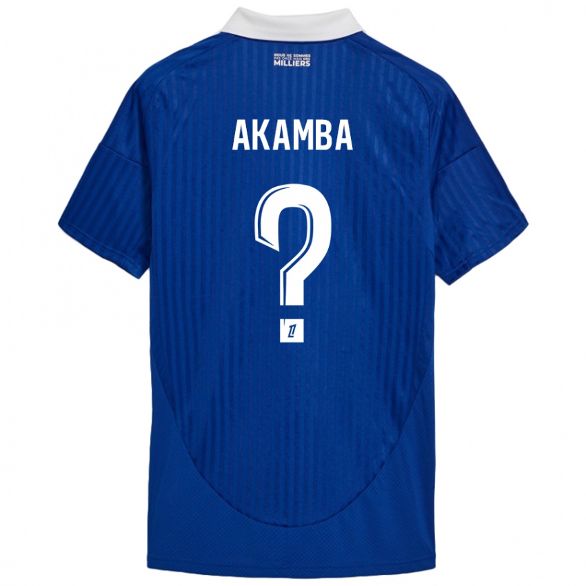 Homme Maillot Fred Akamba #0 Bleu Blanc Tenues Domicile 2024/25 T-Shirt Belgique