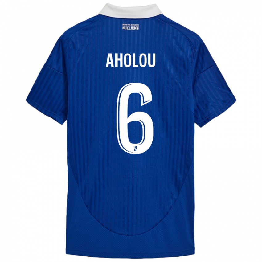 Homme Maillot Jean-Eudes Aholou #6 Bleu Blanc Tenues Domicile 2024/25 T-Shirt Belgique