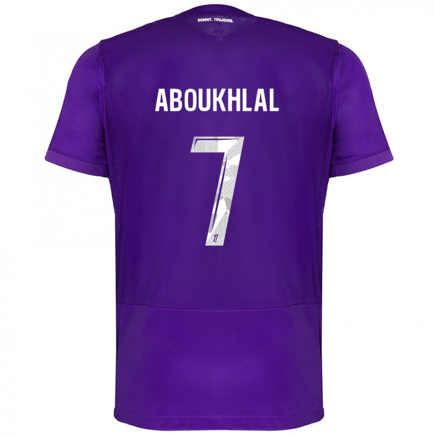 Heren Zakaria Aboukhlal #7 Paars Wit Thuisshirt Thuistenue 2024/25 T-Shirt België