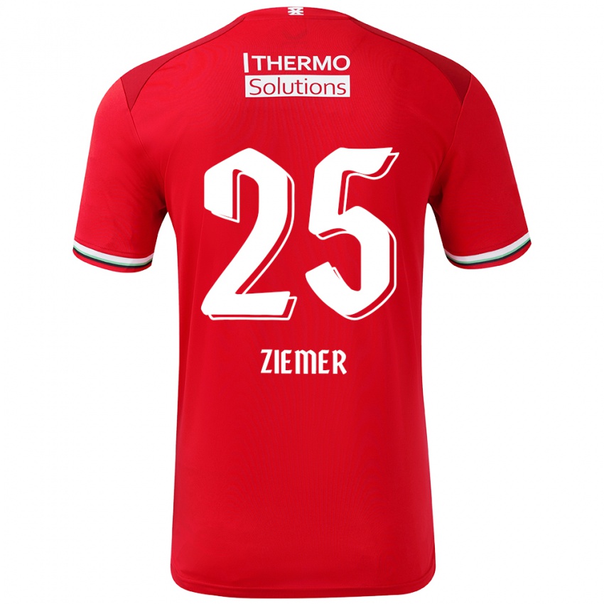 Homme Maillot Taylor Ziemer #25 Rouge Blanc Tenues Domicile 2024/25 T-Shirt Belgique