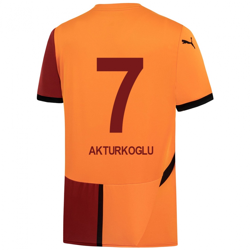 Homme Maillot Kerem Aktürkoğlu #7 Jaune Rouge Tenues Domicile 2024/25 T-Shirt Belgique