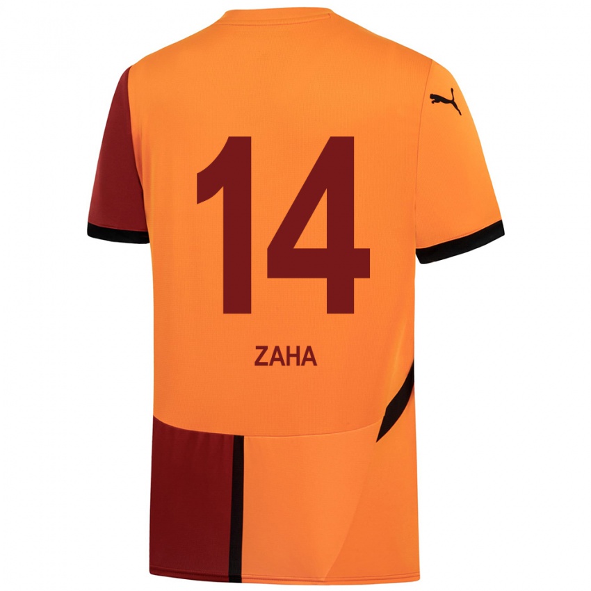 Heren Wilfried Zaha #14 Geel Rood Thuisshirt Thuistenue 2024/25 T-Shirt België