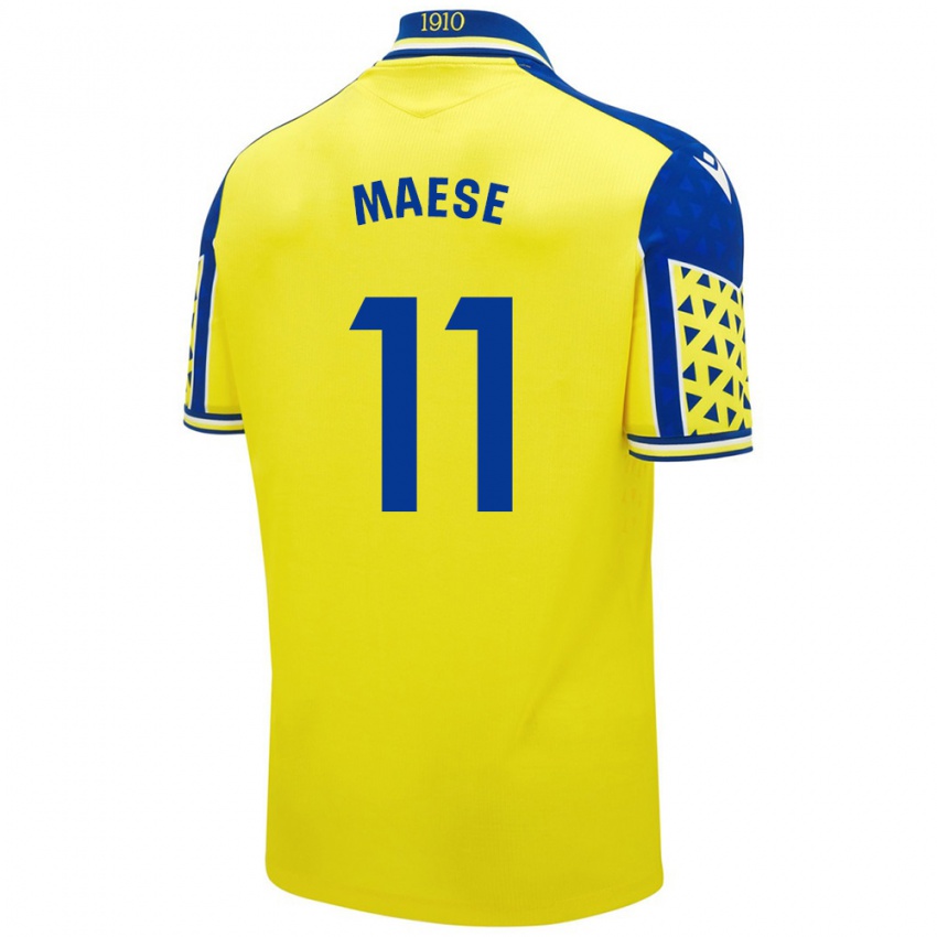 Homme Maillot María Del Carmen Maese Gaitán #11 Jaune Bleu Tenues Domicile 2024/25 T-Shirt Belgique