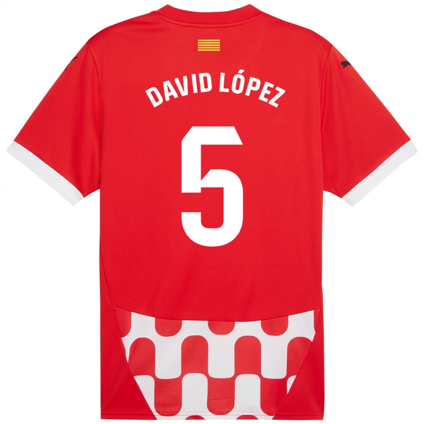 Herren David López #5 Rot Weiß Heimtrikot Trikot 2024/25 T-Shirt Belgien