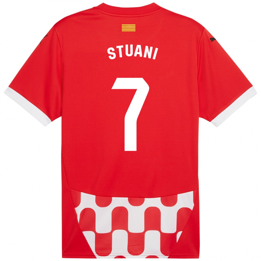 Homme Maillot Cristhian Stuani #7 Rouge Blanc Tenues Domicile 2024/25 T-Shirt Belgique