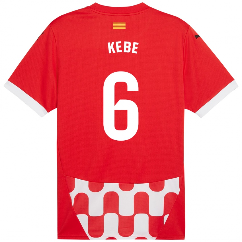 Homme Maillot Ibrahima Kébé #6 Rouge Blanc Tenues Domicile 2024/25 T-Shirt Belgique