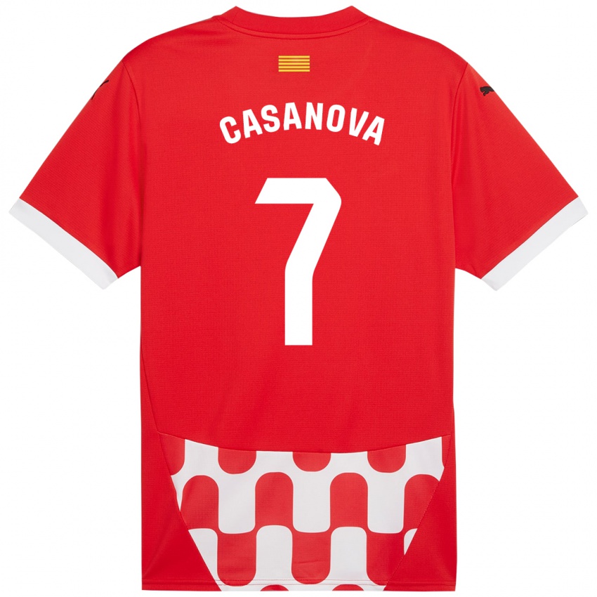 Homme Maillot Àstrid Casanova #7 Rouge Blanc Tenues Domicile 2024/25 T-Shirt Belgique