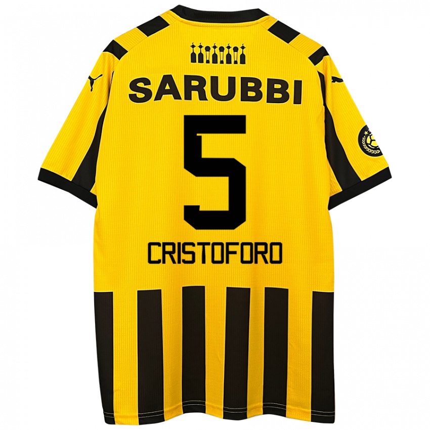 Heren Sebastián Cristóforo #5 Geel Zwart Thuisshirt Thuistenue 2024/25 T-Shirt België