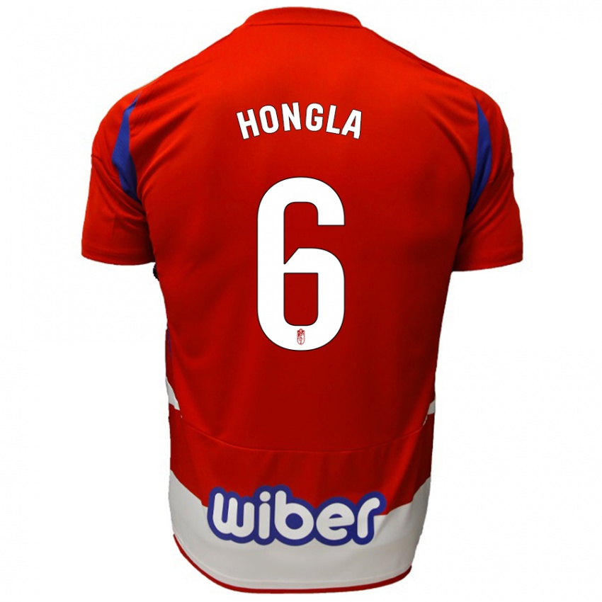 Herren Martin Hongla #6 Rot Weiß Blau Heimtrikot Trikot 2024/25 T-Shirt Belgien