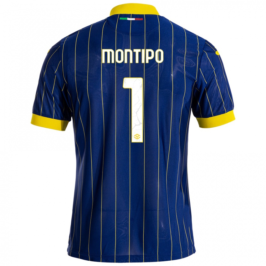 Homme Maillot Lorenzo Montipò #1 Bleu Jaune Tenues Domicile 2024/25 T-Shirt Belgique