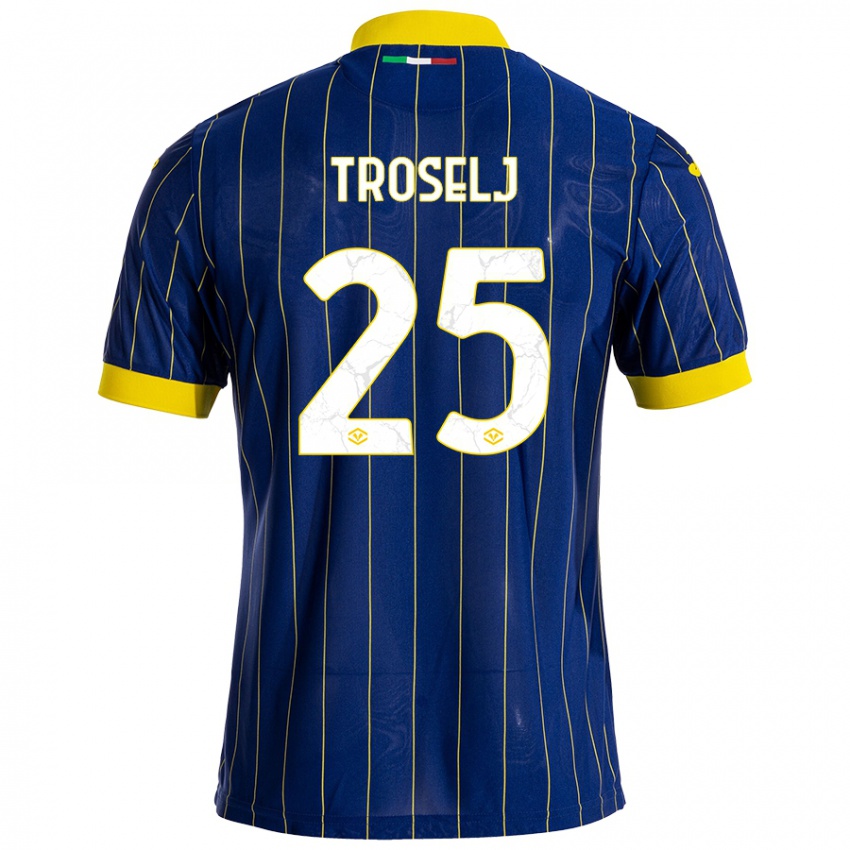 Heren Ethan Troselj #25 Blauw Geel Thuisshirt Thuistenue 2024/25 T-Shirt België