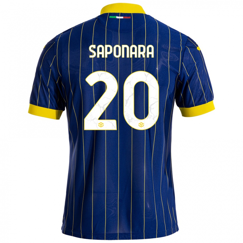 Heren Riccardo Saponara #20 Blauw Geel Thuisshirt Thuistenue 2024/25 T-Shirt België