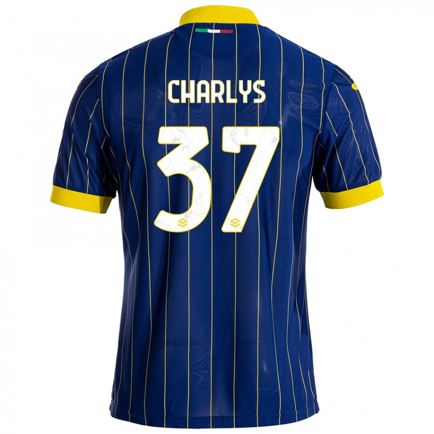 Homme Maillot Charlys #37 Bleu Jaune Tenues Domicile 2024/25 T-Shirt Belgique