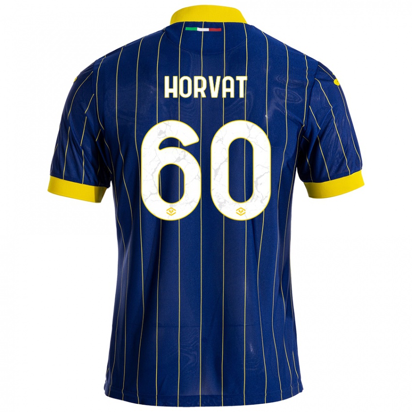 Homme Maillot Mihaela Horvat #60 Bleu Jaune Tenues Domicile 2024/25 T-Shirt Belgique