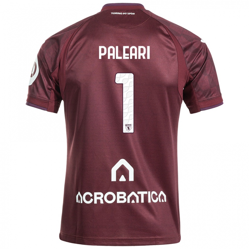 Homme Maillot Alberto Paleari #1 Bordeaux Blanc Tenues Domicile 2024/25 T-Shirt Belgique