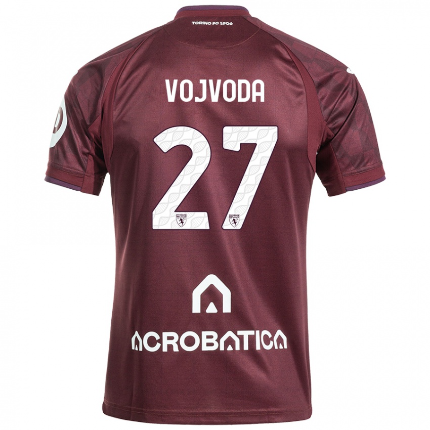 Homme Maillot Mërgim Vojvoda #27 Bordeaux Blanc Tenues Domicile 2024/25 T-Shirt Belgique