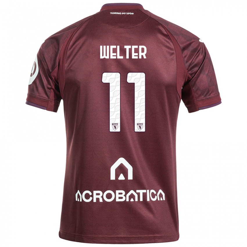 Homme Maillot Francesca Welter #11 Bordeaux Blanc Tenues Domicile 2024/25 T-Shirt Belgique