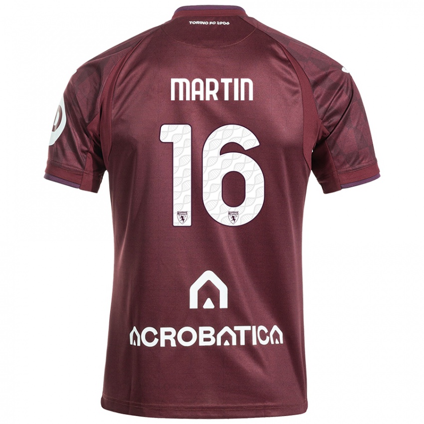 Homme Maillot Francesca Martin #16 Bordeaux Blanc Tenues Domicile 2024/25 T-Shirt Belgique