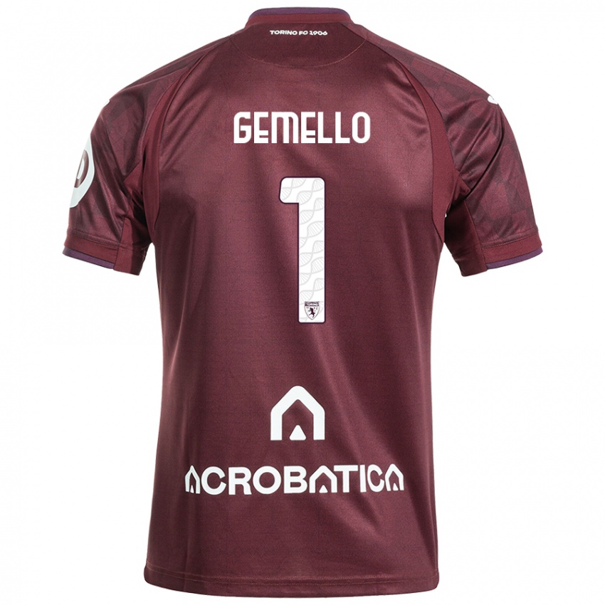 Homme Maillot Luca Gemello #1 Bordeaux Blanc Tenues Domicile 2024/25 T-Shirt Belgique