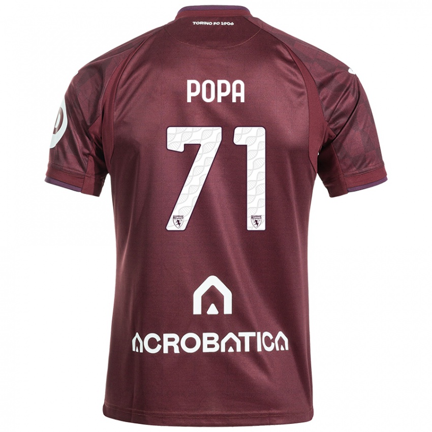 Homme Maillot Mihai Popa #71 Bordeaux Blanc Tenues Domicile 2024/25 T-Shirt Belgique