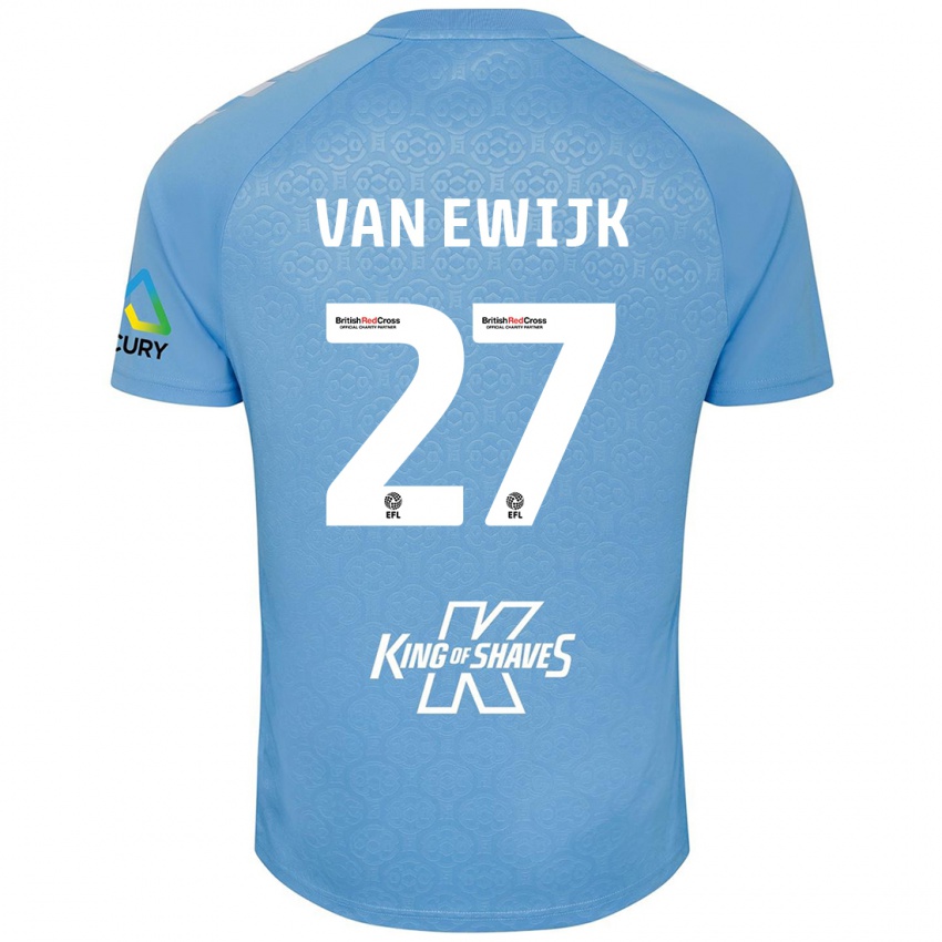 Herren Milan Van Ewijk #27 Blau Weiß Heimtrikot Trikot 2024/25 T-Shirt Belgien