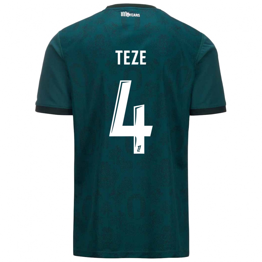 Homme Maillot Teze #4 Vert Foncé Tenues Extérieur 2024/25 T-Shirt Belgique