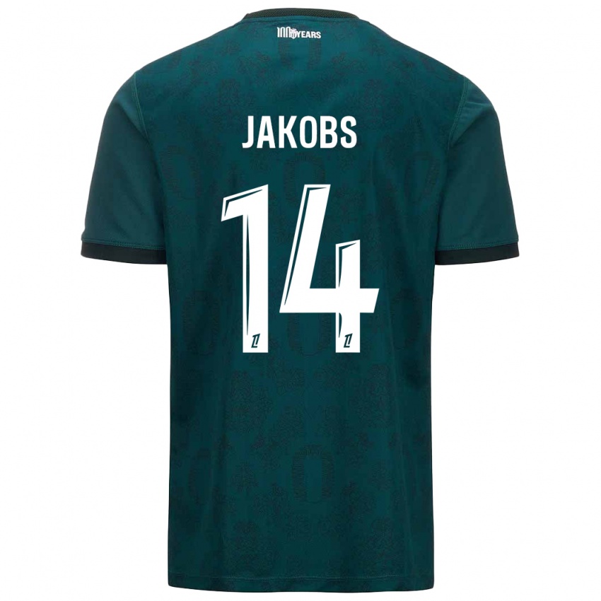 Homme Maillot Ismail Jakobs #14 Vert Foncé Tenues Extérieur 2024/25 T-Shirt Belgique