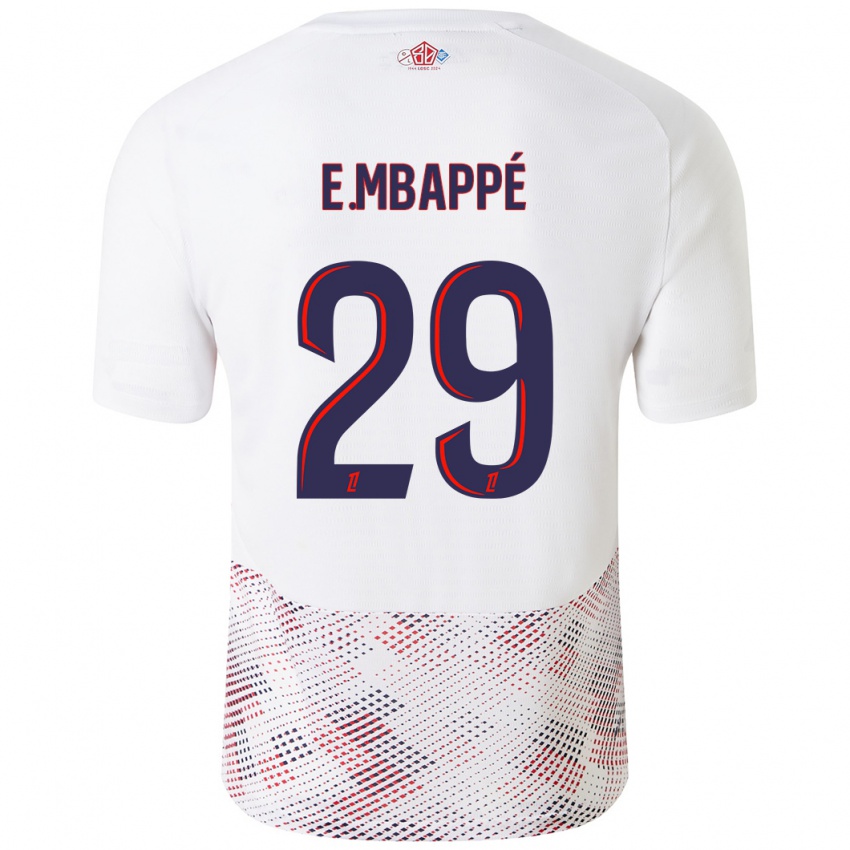 Homme Maillot Ethan Mbappe #29 Blanc Bleu Royal Tenues Extérieur 2024/25 T-Shirt Belgique