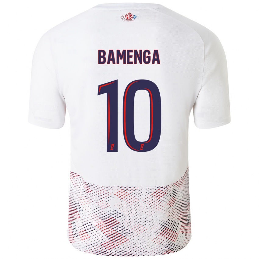 Homme Maillot Naomie Bamenga #10 Blanc Bleu Royal Tenues Extérieur 2024/25 T-Shirt Belgique