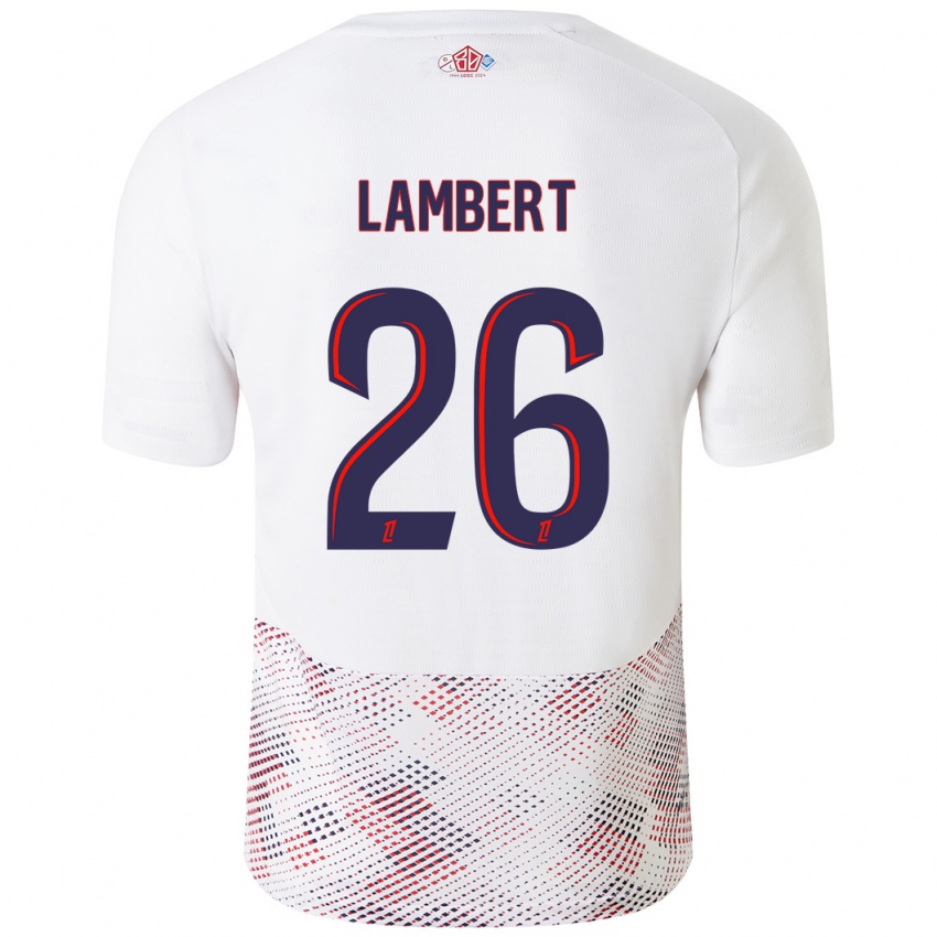 Homme Maillot Anaïs Lambert #26 Blanc Bleu Royal Tenues Extérieur 2024/25 T-Shirt Belgique