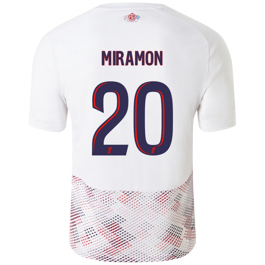 Homme Maillot Ignacio Miramón #20 Blanc Bleu Royal Tenues Extérieur 2024/25 T-Shirt Belgique