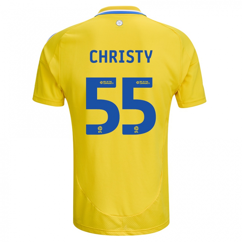 Heren Harry Christy #55 Geel Blauw Uitshirt Uittenue 2024/25 T-Shirt België