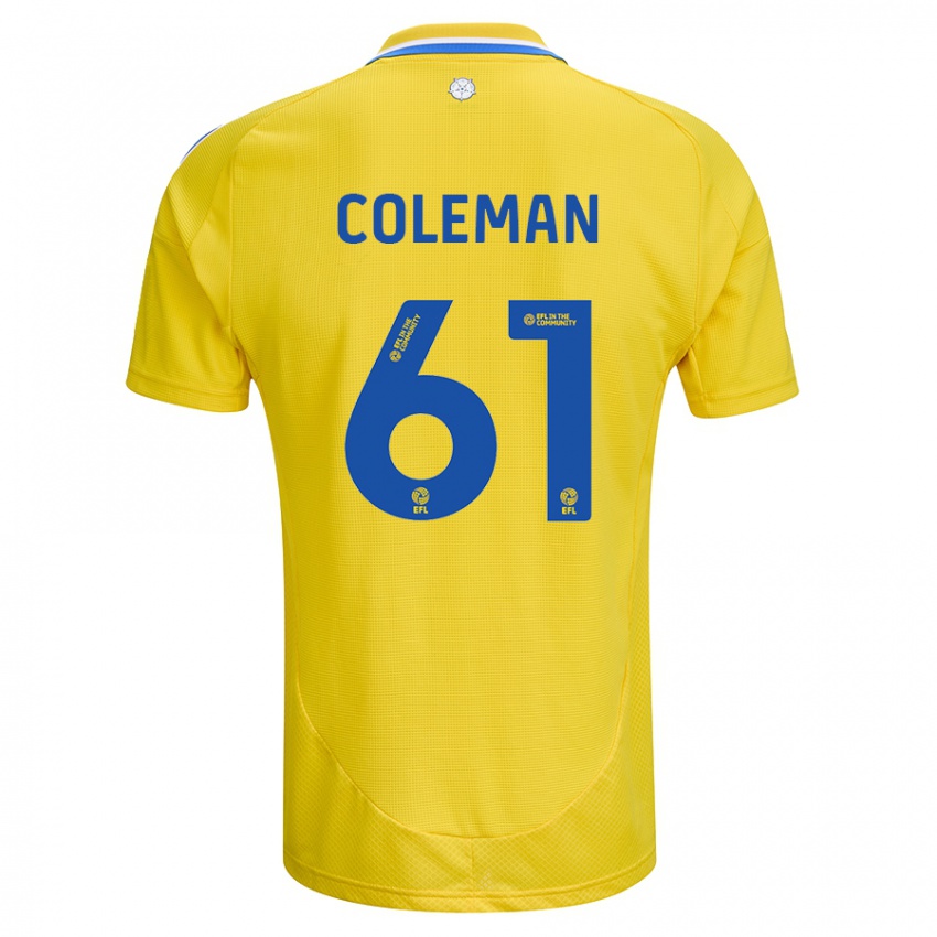 Heren Cian Coleman #61 Geel Blauw Uitshirt Uittenue 2024/25 T-Shirt België