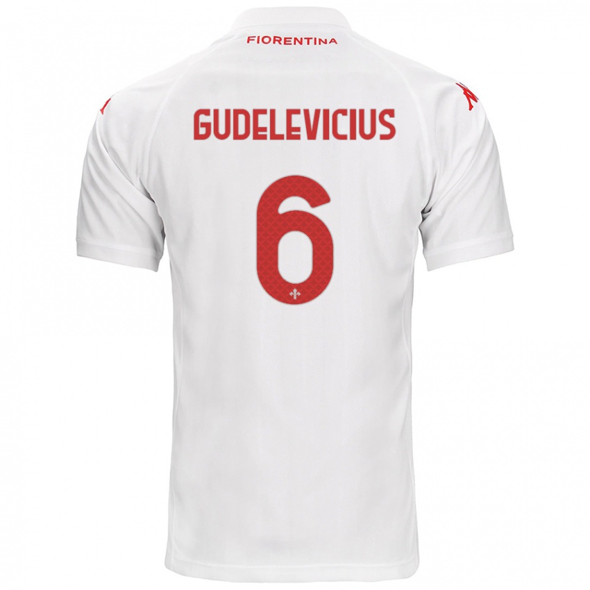 Herren Ernestas Gudelevicius #6 Weiß Auswärtstrikot Trikot 2024/25 T-Shirt Belgien