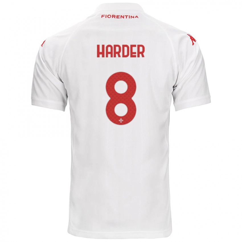 Heren Jonas Harder #8 Wit Uitshirt Uittenue 2024/25 T-Shirt België