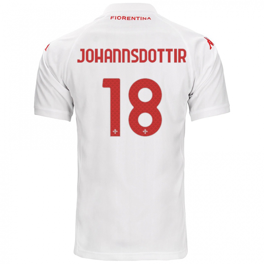 Herren Alexandra Johannsdottir #18 Weiß Auswärtstrikot Trikot 2024/25 T-Shirt Belgien