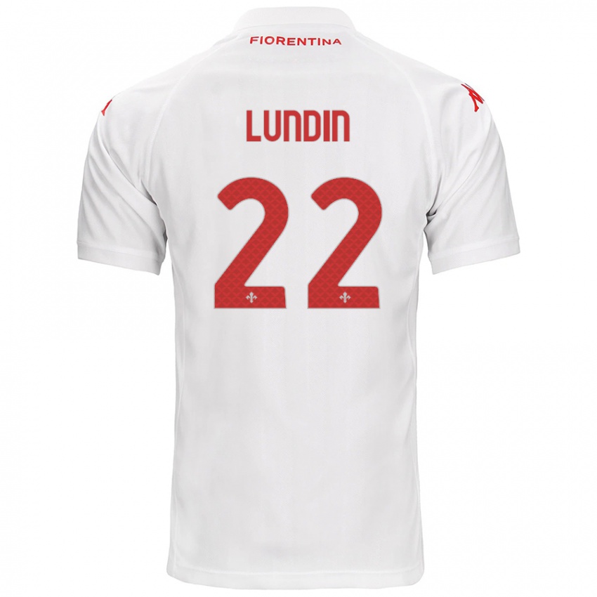 Heren Karin Lundin #22 Wit Uitshirt Uittenue 2024/25 T-Shirt België