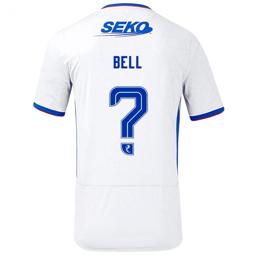 Homme Maillot Cameron Bell #0 Blanc Bleu Tenues Extérieur 2024/25 T-Shirt Belgique